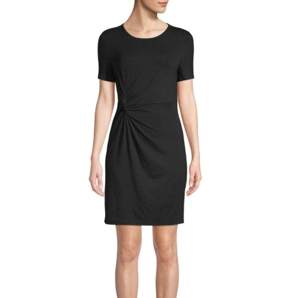 Lea & Viola Black Knotted Front T-Shirt Dress